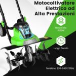 Costway Dissodatore elettrico e coltivatore, Mini coltivatore con maniglia pieghevole e ruote regolabili Verde - immagine 11