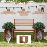 Costway Fioriera da esterno in legno con panca schienale e base aperta finiture olio di teak, Sedile da giardino con 2 fioriere per cortile e balcone - immagine 10