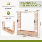 Costway Fioriera in legno con traliccio per piante rampicanti con fori di drenaggio e pannelli inferiori rimovibili, Letto orto rialzato da esterno - immagine 6
