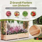 Costway Fioriera in legno con traliccio per piante rampicanti con fori di drenaggio e pannelli inferiori rimovibili, Letto orto rialzato da esterno - immagine 9
