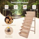 Costway Fioriera rialzata a 8 livelli aiuola verticale a forma di v in legno di abete, Orto rialzato da esterno o interno per piante fiori Naturale - immagine 7