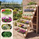 Costway Fioriera rialzata a 8 livelli aiuola verticale a forma di v in legno di abete, Orto rialzato da esterno o interno per piante fiori Naturale - immagine 9