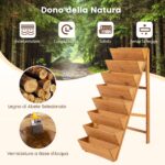 Costway Fioriera rialzata a 8 livelli aiuola verticale a forma di v in legno di abete, Orto rialzato da esterno o interno per piante fiori Marrone - immagine 7