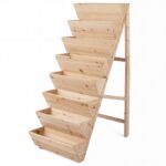 Costway Fioriera rialzata a 8 livelli aiuola verticale a forma di v in legno di abete, Orto rialzato da esterno o interno per piante fiori Naturale - immagine 5