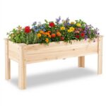 Costway Fioriera rialzata legno abete kit giardino verdure erbe fiori, Fioriera legno abete 120x43,5x51cm - immagine 4