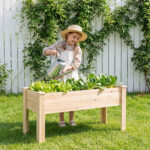 Costway Fioriera rialzata legno abete kit giardino verdure erbe fiori, Fioriera legno abete 120x43,5x51cm - immagine 2