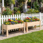 Costway Fioriera rialzata legno abete kit giardino verdure erbe fiori, Fioriera legno abete 120x43,5x51cm - immagine 3