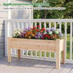 Costway Fioriera rialzata legno abete kit giardino verdure erbe fiori, Fioriera legno abete 120x43,5x51cm - immagine 9