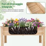 Costway Fioriera rialzata legno abete kit giardino verdure erbe fiori, Fioriera legno abete 120x43,5x51cm - immagine 8