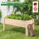 Costway Fioriera rialzata legno abete kit giardino verdure erbe fiori, Fioriera legno abete 120x43,5x51cm - immagine 10