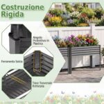 Costway Fioriera rialzata rettangolare da esterno altezza ergonomica, Orto rialzato verticale in metallo con fori di drenaggio Grigio - immagine 6