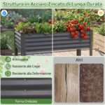 Costway Fioriera rialzata rettangolare da esterno altezza ergonomica, Orto rialzato verticale in metallo con fori di drenaggio Grigio - immagine 8