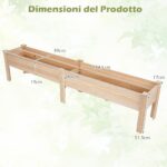 Costway Fioriera rialzata rettangolare in legno con robuste gambe a forma di l, Orto rialzato da esterno per fiori piante grasse Naturale - immagine 6