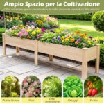 Costway Fioriera rialzata rettangolare in legno con robuste gambe a forma di l, Orto rialzato da esterno per fiori piante grasse Naturale - immagine 7