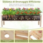 Costway Fioriera rialzata rettangolare in legno con robuste gambe a forma di l, Orto rialzato da esterno per fiori piante grasse Naturale - immagine 11