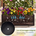 Costway Fioriera zincata con traliccio per fiori e verdure e frutta, Letto rialzato per orto con drenaggio grigliato rampicanti - immagine 11