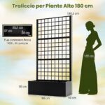 Costway Fioriera zincata con traliccio per fiori e verdure e frutta, Letto rialzato per orto con drenaggio grigliato rampicanti - immagine 7