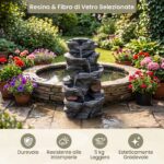 Costway Fontana da giardino 5 livelli con LED e pompa regolabile, Fontanella elettrica in resina roccia per interni/esterni - immagine 7