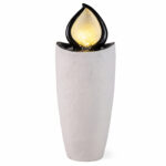 Costway Fontana da giardino 92 cm effetto pietra sistema di acqua circolante, Fontana decorativa con pompa e 4 luci led da esterno