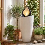 Costway Fontana da giardino 92 cm effetto pietra sistema di acqua circolante, Fontana decorativa con pompa e 4 luci led da esterno - immagine 2