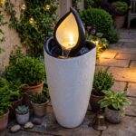 Costway Fontana da giardino 92 cm effetto pietra sistema di acqua circolante, Fontana decorativa con pompa e 4 luci led da esterno - immagine 3