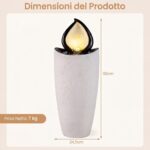 Costway Fontana da giardino 92 cm effetto pietra sistema di acqua circolante, Fontana decorativa con pompa e 4 luci led da esterno - immagine 6