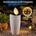 Costway Fontana da giardino 92 cm effetto pietra sistema di acqua circolante, Fontana decorativa con pompa e 4 luci led da esterno - immagine 10