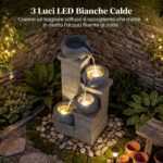Costway Fontana da giardino a 4 livelli con 3 luci led pompa silenziosa e velocità regolabile, Fontana cascata da esterno in resina - immagine 10