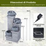 Costway Fontana da giardino a 4 livelli con 3 luci led pompa silenziosa e velocità regolabile, Fontana cascata da esterno in resina - immagine 5