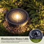 Costway Fontana da giardino con effetto di pietra a forma di ciotola, Fontanella elettrica in resina con luci e flusso d'acqua regolabile - immagine 6