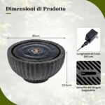 Costway Fontana da giardino con effetto di pietra a forma di ciotola, Fontanella elettrica in resina con luci e flusso d'acqua regolabile - immagine 5