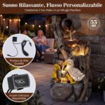 Costway Fontana da giardino con illuminazione led e pompa, Fontana a cascata in resina effetto pietra e legno con anatre - immagine 6
