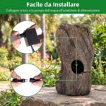 Costway Fontana da giardino ornamento cascata con illuminazione led e pompa, Fontana a cascata in stile roccia con muschio artificiale - immagine 6