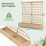 Costway Contenitore per piante in legno con traliccio e fori di drenaggio, Letto da giardino elevato per piante rampicanti e fiori 180 cm Naturale - immagine 6