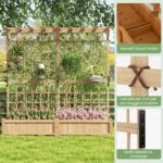 Costway Contenitore per piante in legno con traliccio e fori di drenaggio, Letto da giardino elevato per piante rampicanti e fiori 180 cm Naturale - immagine 7