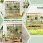Costway Contenitore per piante in legno con traliccio e fori di drenaggio, Letto da giardino elevato per piante rampicanti e fiori 180 cm Naturale - immagine 8