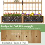 Costway Contenitore per piante in legno con traliccio e fori di drenaggio, Letto da giardino elevato per piante rampicanti e fiori 180 cm Naturale - immagine 9