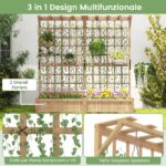 Costway Contenitore per piante in legno con traliccio e fori di drenaggio, Letto da giardino elevato per piante rampicanti e fiori 180 cm Naturale - immagine 11