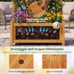 Costway 2 in 1 Fioriera con traliccio grigliato per piante rampicanti pannello rimovibile e fori di drenaggio, Letto orto rialzato in legno Arancione - immagine 6