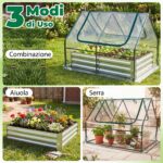 Costway Mini serra orto rialzato zincato con drenaggio esterno, Fioriera da giardino con cassone per terrazzo 127x97x93cm - immagine 10