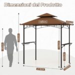 Costway Gazebo barbecue copertura doppio strato con 2 ripiani 7 ganci, Tenda per picnic e barbecue per giardino piscina e terrazza Caffè - immagine 5