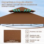 Costway Gazebo barbecue copertura doppio strato con 2 ripiani 7 ganci, Tenda per picnic e barbecue per giardino piscina e terrazza Caffè - immagine 8
