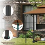 Costway Gazebo barbecue copertura doppio strato con 2 ripiani 7 ganci, Tenda per picnic e barbecue per giardino piscina e terrazza Caffè - immagine 10
