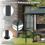 Costway Gazebo barbecue copertura doppio strato con 2 ripiani 7 ganci, Tenda per picnic e barbecue per giardino piscina e terrazza Grigio - immagine 8
