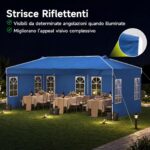 Costway Gazebo da esterno pieghevole 3 x 6 m con pareti rimovibili striscie riflettenti sacchi di sabbia, Tendone pop up regolabile in altezza Blu - immagine 8