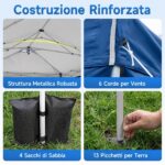 Costway Gazebo da esterno pieghevole 3 x 6 m con pareti rimovibili striscie riflettenti sacchi di sabbia, Tendone pop up regolabile in altezza Blu - immagine 10