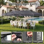 Costway Gazebo da esterno pieghevole 3 x 6 m con pareti rimovibili striscie riflettenti sacchi di sabbia, Tendone pop up regolabile in altezza Grigio - immagine 6