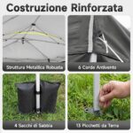 Costway Gazebo da esterno pieghevole 3 x 6 m con pareti rimovibili striscie riflettenti sacchi di sabbia, Tendone pop up regolabile in altezza Grigio - immagine 7