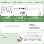 Costway Gazebo da esterno pieghevole con pareti laterali 6 sacchi di sabbia e borsa, Gazebo regolabile in altezza Bianco - immagine 7