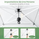 Costway Gazebo da esterno pieghevole con pareti laterali 6 sacchi di sabbia e borsa, Gazebo regolabile in altezza Bianco - immagine 11